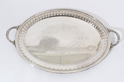 Lot 692 - An early 20th century electroplated plated oval tea tray