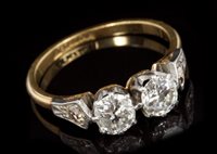 Lot 693 - Diamond two-stone ring with two old cut...