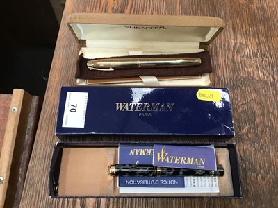 Lot 70 - Waterman fountain pen together with Sheaffer fountain pen, both in original boxes