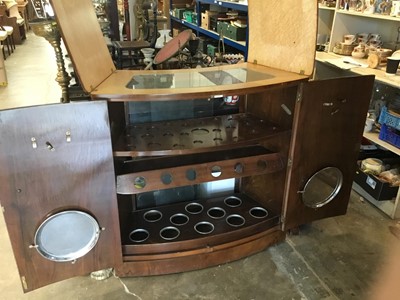 Lot 984 - 1950s walnut drinks bar cabinet with fold out top and fitted interior