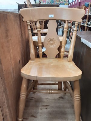 Lot 947 - Two pine kitchen chairs and a pine stool