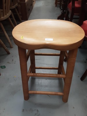 Lot 947 - Two pine kitchen chairs and a pine stool