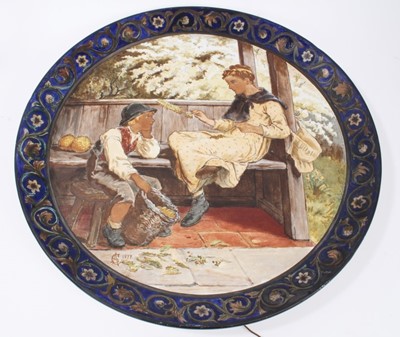 Lot 94 - Victorian pottery charger dated 1877