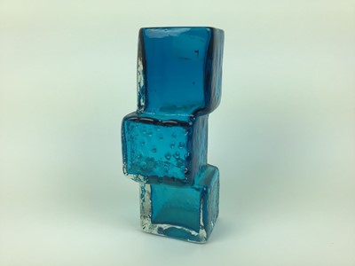 Lot 1 - Whitefriars kingfisher blue drunken bricklayer vase, designed by Geoffrey Baxter, 21cm high