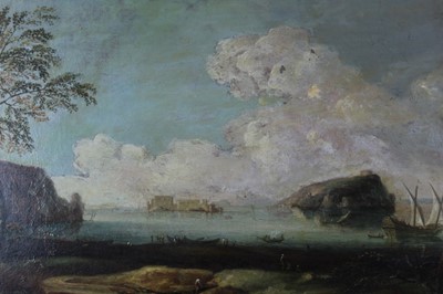 Lot 1128 - Late 18th century framed oil landscape