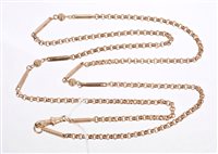 Lot 698 - Late Victorian 9ct rose gold guard chain with...