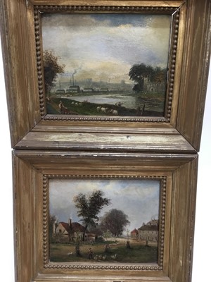 Lot 221 - Pair of 19th century oil on panel Naive landscapes