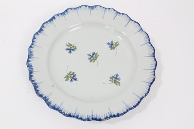 Lot 132 - Unusual English Delft plate, painted with cornflowers, c.1770