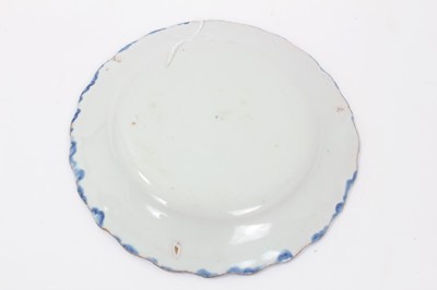 Lot 208 - Unusual English Delft plate, painted with cornflowers, c.1770