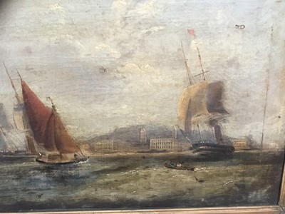 Lot 218 - English School, 19th century, oil on canvas - Ships off the coast