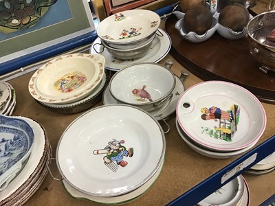 Lot 87 - Selection of various children's warming plates to include Doulton Bunnykins, Limoges and others
