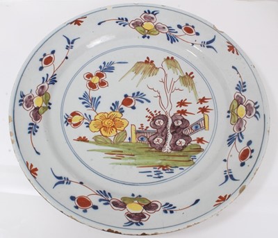 Lot 37 - 18th century Dutch Delft polychrome charger
