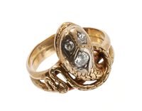 Lot 702 - Victorian-style snake ring with three...