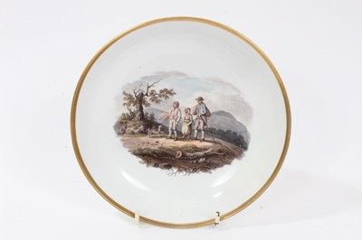 Lot 45 - English porcelain saucer dish painted with drovers