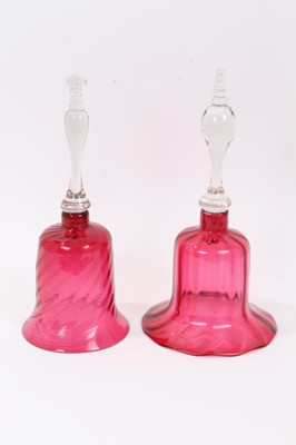 Lot 46 - Two Victorian cranberry tinted glass bells