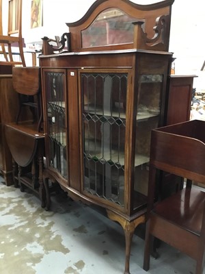 Lot 1000 - Edwardian Art Nouveau influence China display cabinet with leaded glazed doors on cabriole legs 107cm wide, 180cm high