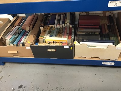 Lot 96 - Five boxes of various hardback books mostly with dust covers, to include Cecil Beaton Diaries, Thomas Hardy and others