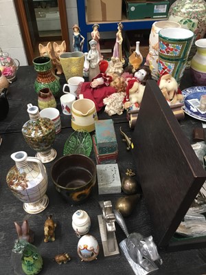Lot 161 - Collection of china, glass, ornaments, canteen of plated cutlery, German wall clock and sundries
