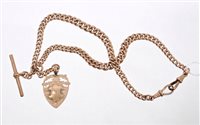 Lot 712 - Edwardian 9ct rose gold curb link watch chain...