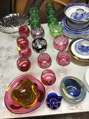 Lot 301 - Collection of coloured glasses & other cut glass, together with art glass bowls