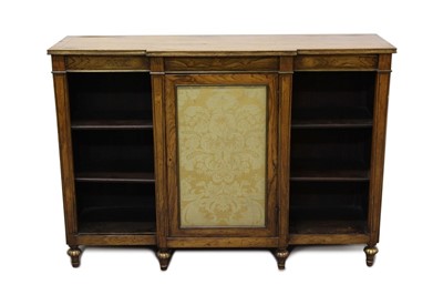 Lot 1239 - Regency rosewood and brass mounted dwarf breakfront bookcase