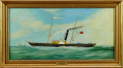 Lot 1018 - A. Embleton pair of Victorian oils on canvas - steamers at sea, signed & dated in gilt frames