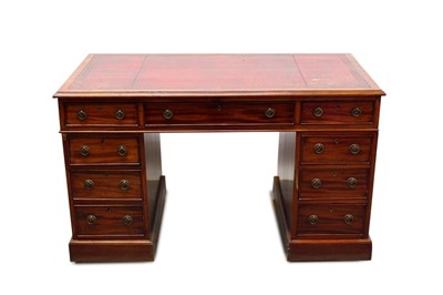 Lot 1217 - Late 19th / early 20th century mahogany twin pedestal desk