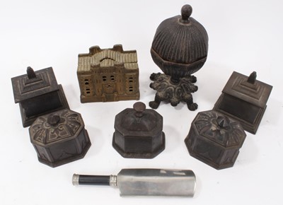 Lot 742 - Collection of 19th century cast iron tobacco boxes , Victorian style money box