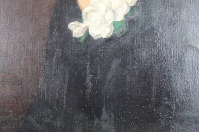 Lot 112 - Miss Varley, 20th century oil on canvas - portrait of a lady, signed, in gilt frame