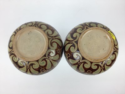 Lot 73 - Pair of Doulton Lambeth Florence Barlow vases decorated with birds
