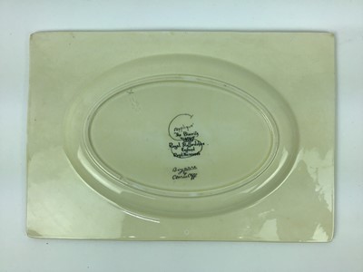 Lot 26 - Clarice Cliff Royal Staffordshire The Biarritz Applique rectangular plate decorated with a lady in purple dress