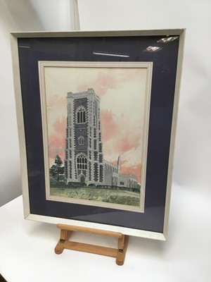 Lot 181 - Michael Norman watercolour - Lavenham Church Tower, signed and framed