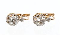 Lot 721 - Pair Victorian-style diamond earrings, each...