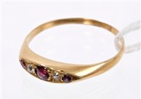 Lot 723 - Late Victorian ruby and diamond five-stone...