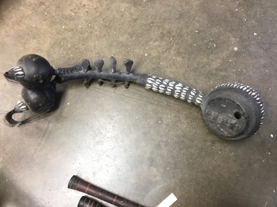 Lot 181 - Neopolitan mandolin, together with an African stringed instrument and two Turkish chanters