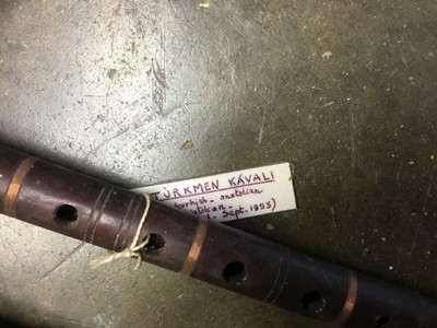 Lot 181 - Neopolitan mandolin, together with an African stringed instrument and two Turkish chanters