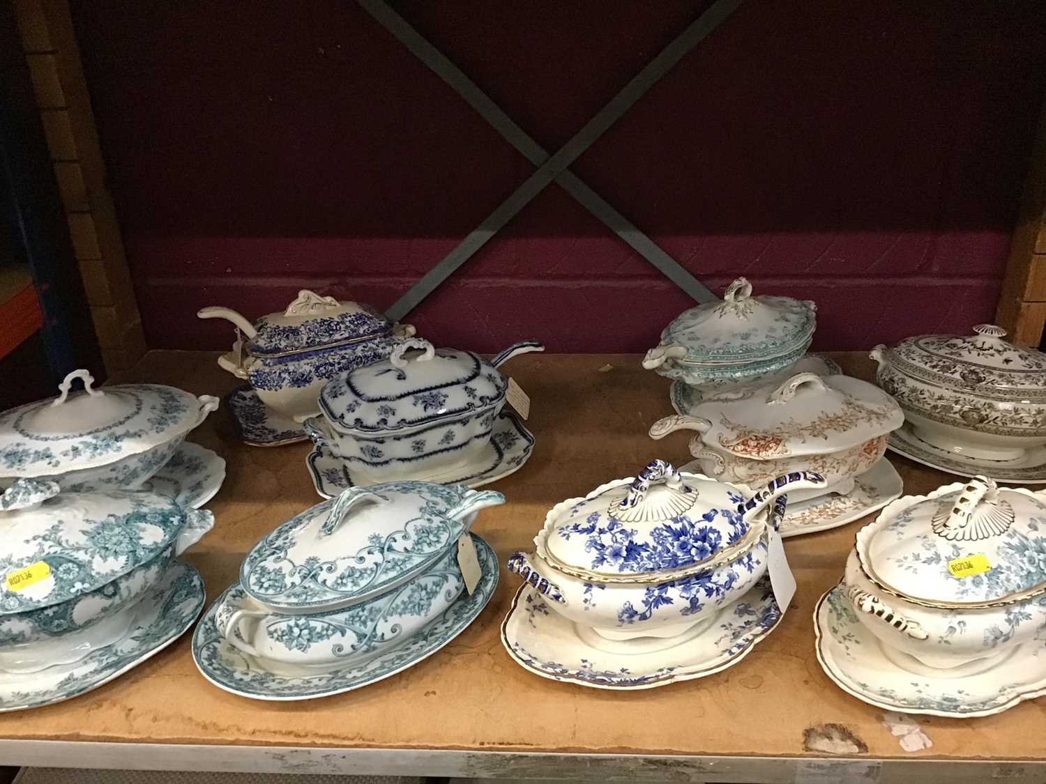 Lot 572 Nine Victorian sauce tureen with ladles and