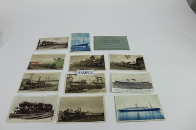 Lot 1123 - Collection of old postcards of steamships and steam train locomotives