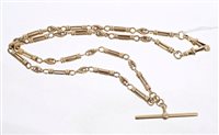 Lot 732 - 9ct gold fancy link watch chain (Birmingham 1998)