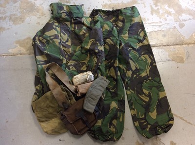 Lot 376 - Post War West German side cap, camouflage waterproof jacket and over trousers, two canvas bags etc