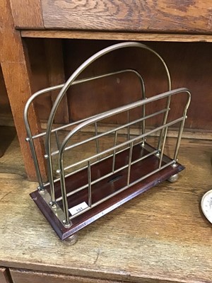 Lot 151 - Jans of London brass and mahogany magazine rack - stamped