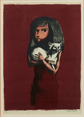 Lot 1032 - *Michael Ayrton - lithograph girl with cat