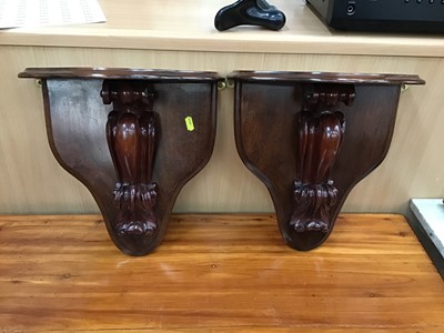 Lot 157 - Pair of Victorian style carved mahogany wall brackets