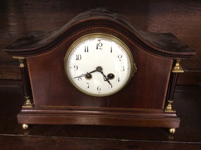 Lot 375 - Edwardian inlaid mahogany mantle clock