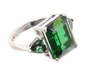 Lot 740 - 18ct white gold and green tourmaline...