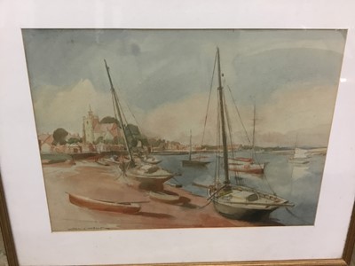 Lot 264 - William A Wildman (1882-1950) watercolour - Maldon estuary scene, signed, R.S.W label verso, glazed frame