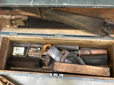 Lot 270 - Antique tool chest and contents