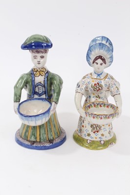 Lot 98 - Two French faience figural salts