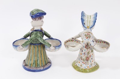 Lot 98 - Two French faience figural salts