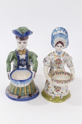 Lot 98 - Two French faience figural salts